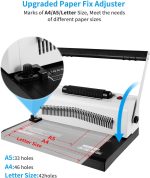 MAKEASY Spiral Coil Binding Machine for LTR/A4 - Disengaging Pins - 4 to 1 Pitch - 20 Sheet Punch Capacity - Electric Coil Inserter - Adjustable Side Margin, with Free 100pcs Coil Spines & Crimper - Image 3